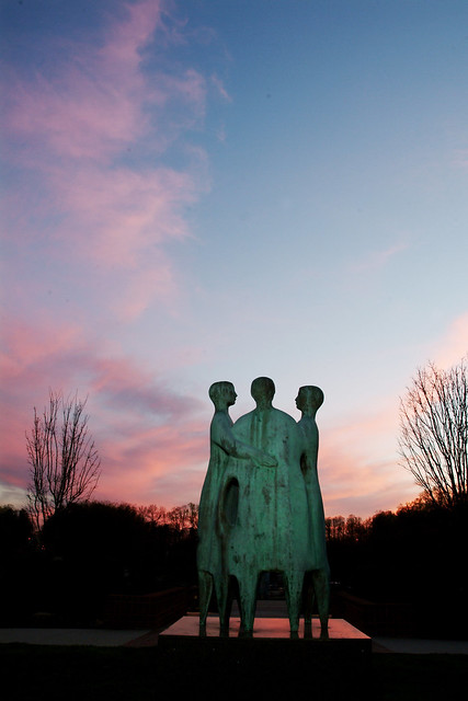 This statue is a George Mason University campus landmark.