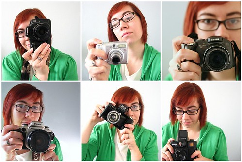 fun collage of different cameras in self portrait mosaic of Jessica Schilling Los Angeles photographer