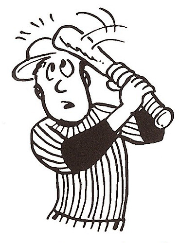 baseball player hitting. Cartoon aseball player