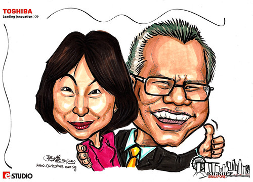 Caricature of Tan CT & Wife