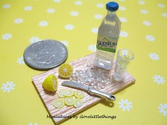 Dollhouse Miniature Iced Water with Lemon (coin)