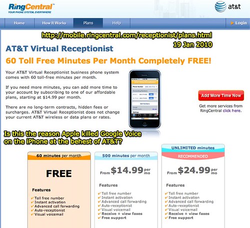 iPhone Virtual Receptionist Plans by RingCentral - The reason Apple killed Google Voice for the iPhone?
