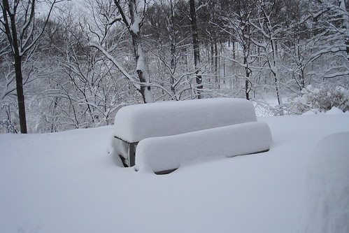 Here is our picnic table covered in snow.