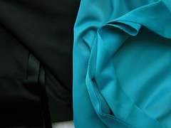 Duoplex Non-Stretch Knit: Black & Turquoise
