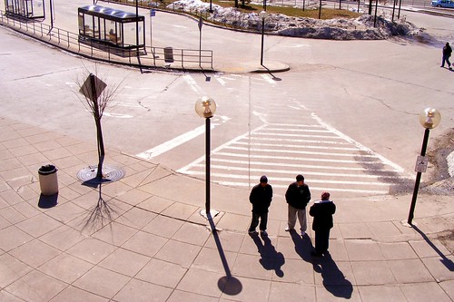 Three Men Outside Wheaton Station