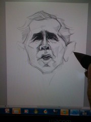 digital sketching of George Bush with Wacom Cintiq