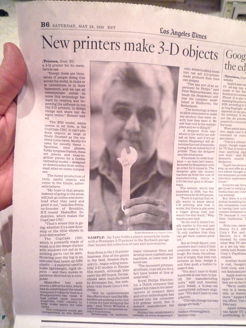 Crash Space amp Makerbot in LA Times by todbot