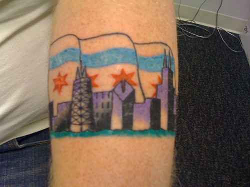 The Middle Of My Tattoo Chicago Skyline And Flag It Was