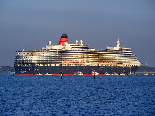 Queen Elizabeth heads down Southampton Water on her Maiden Voyage - 12th October, 2010.