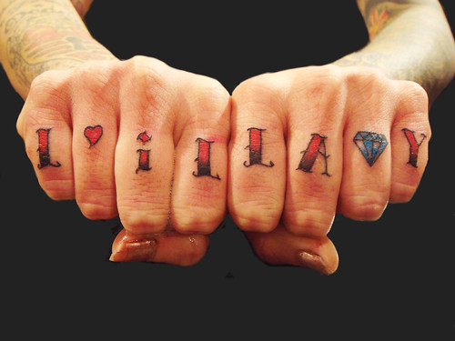  "L'il Lady" knuckles tattoo 