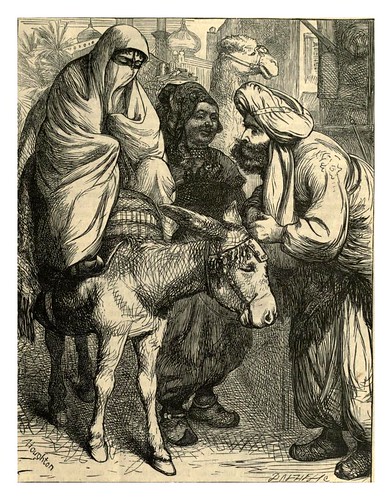 021-La favorita visita el mercado de Bagdag-A.B. Hougston-Dalziel's Illustrated Arabian nights' entertainments (1865)