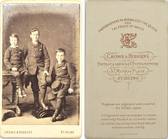 Unknown portrait of three brothers, almost certainly three of the Dickson boys, by Crowe & Rodgers, Stirling, from mystery album
