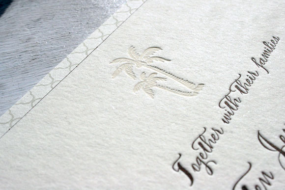 Palm Tree Letterpress Wedding Invitation by Smock