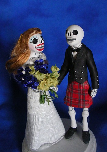 Day of the Dead Wedding Cake Topper Scottish bride and Groom by claylindo