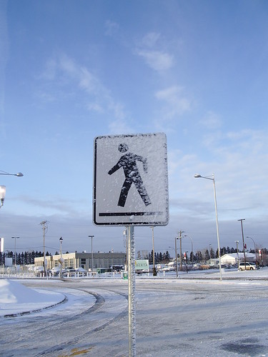 pedestrians may get snowed on