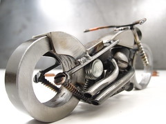 Metal motorcycle art welded sculpture