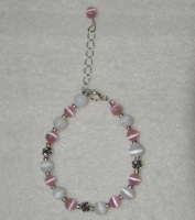 Sterling Silver Pink and White Bracelet - Custom Sized