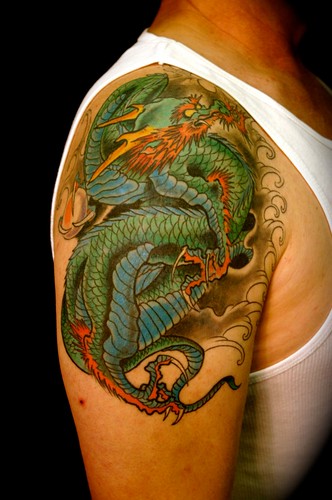 dragon waterfall tattoo. Jason Schroder, Dragon tattoo,