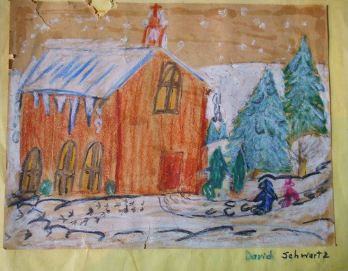 Snowy Church - Pastel by rdavidschwartz