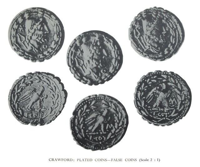 314-1 plated left with two good-silver right and centre examples of a denarius of L.COT