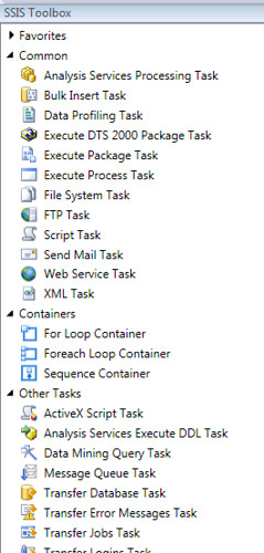 SSIS ToolBox ControlFlow