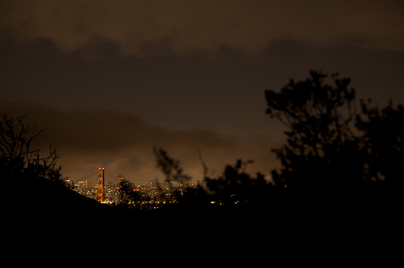 golden gate from headlands by night