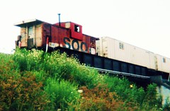 Northbound Canadian Pacific intermodal transfer train with a former Soo Line caboose. Chicago Illinois. July 2006.