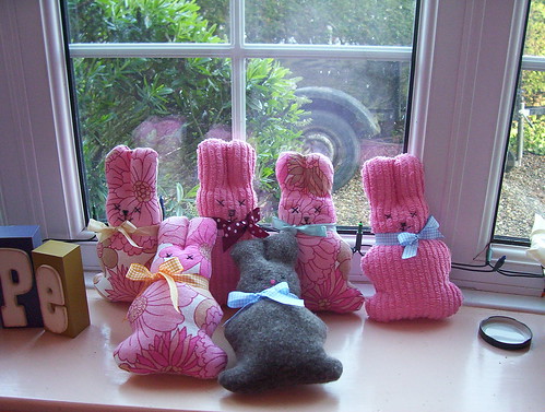 pink chenille bunny by scwk0511.