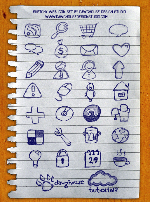 Sketchy Web Icons: 30 Hand Drawn Icon Pack