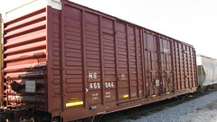 Norfolk Southern waffle sided Hi Cube box car with minimal NS reporting marks. Chicago Illinois. Early April 2010.