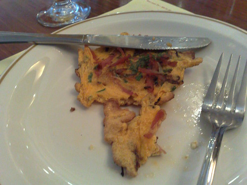 Spanish omelette with leek and prosciutto