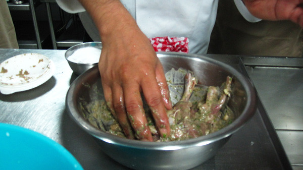 Marinating minted lamb chops