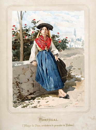 017-Portugal-Mujer de Obar vendedora de pescado en Lisboa-Las Mujeres Españolas Portuguesas y Americanas 1876-Miguel Guijarro