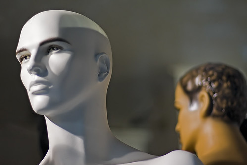 Brown Hair Mannequin. White male mannequin head in