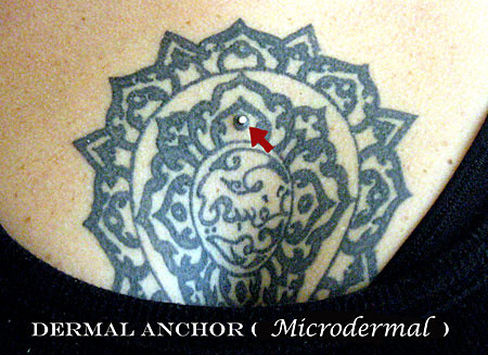 Microdermal piercing Pupa Tattoo Granada. Pupa Tattoo Art Gallery