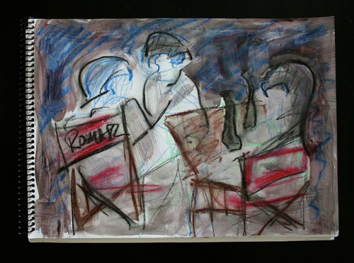 "Cafe in Recolete" - Mixed Media on Paper - 11"x14"