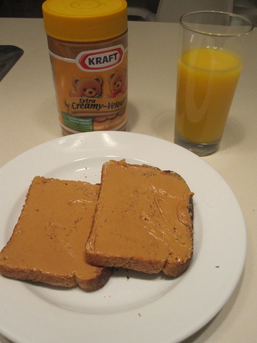 Peanut butter toast and orange juice