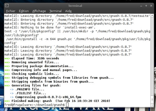 Compilation de Gnash 0.8.7 sur Frugalware current