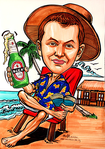 Caricature for ExxonMobil relax @ beach resort