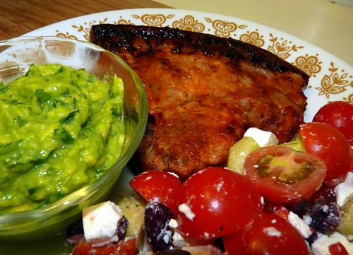 Peri Peri Pork Chop with quick guacamole & salad
