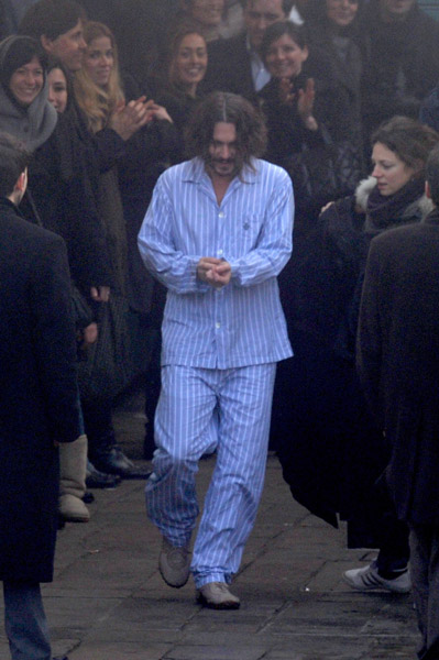 Johnny Depp wearing pajamas scene