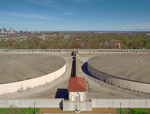 Compton Hill Water Tower, in Saint Louis, Missouri, USA - view of reservoir tanks