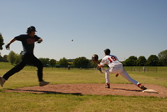 A close play at first base for the Raptors in 2010