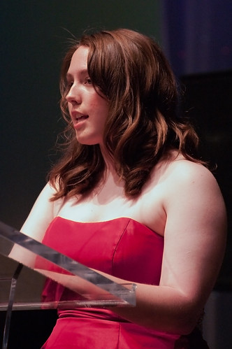 Sarah giving a speech at her Grad Banquet