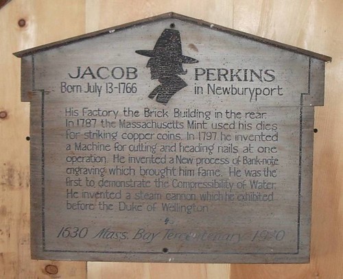Jacob Perkins Newburyport, MA building: 1st floor Hist. Marker