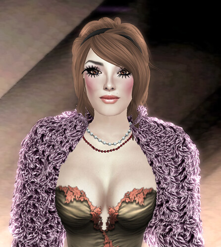 SOPHIA Lace corset - Latte/rose + BD-Dionne purple fur bolero jacket Hunt Item