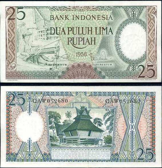 Indonézia - INDONESIA 25 RUPIAH 1958 P57