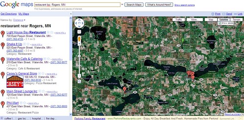 Google Maps Search for Restaurant in Rogers, MN - 03/30/10