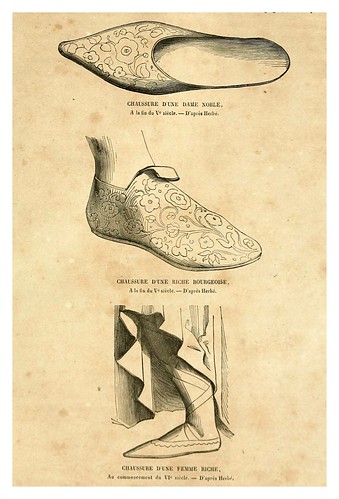 002-Calzado damas burguesas siglos V y VI-Histoire de la chaussure depuis l'antiquité-1862- Paul Lacroix y Alphonse Duchesne