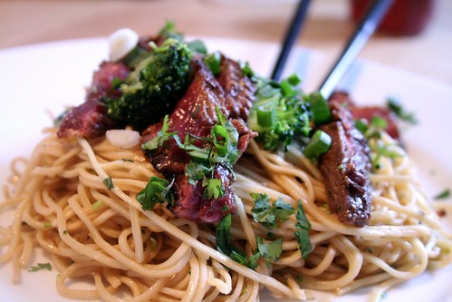 Asian Noodles with Pan-Seared Flank Steak